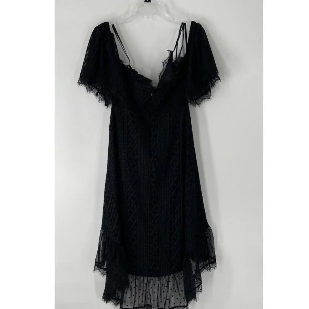 Downtown Divas Black Lace Flutter Sleeve Dress – Size XS - NWT - Picture 3 of 5
